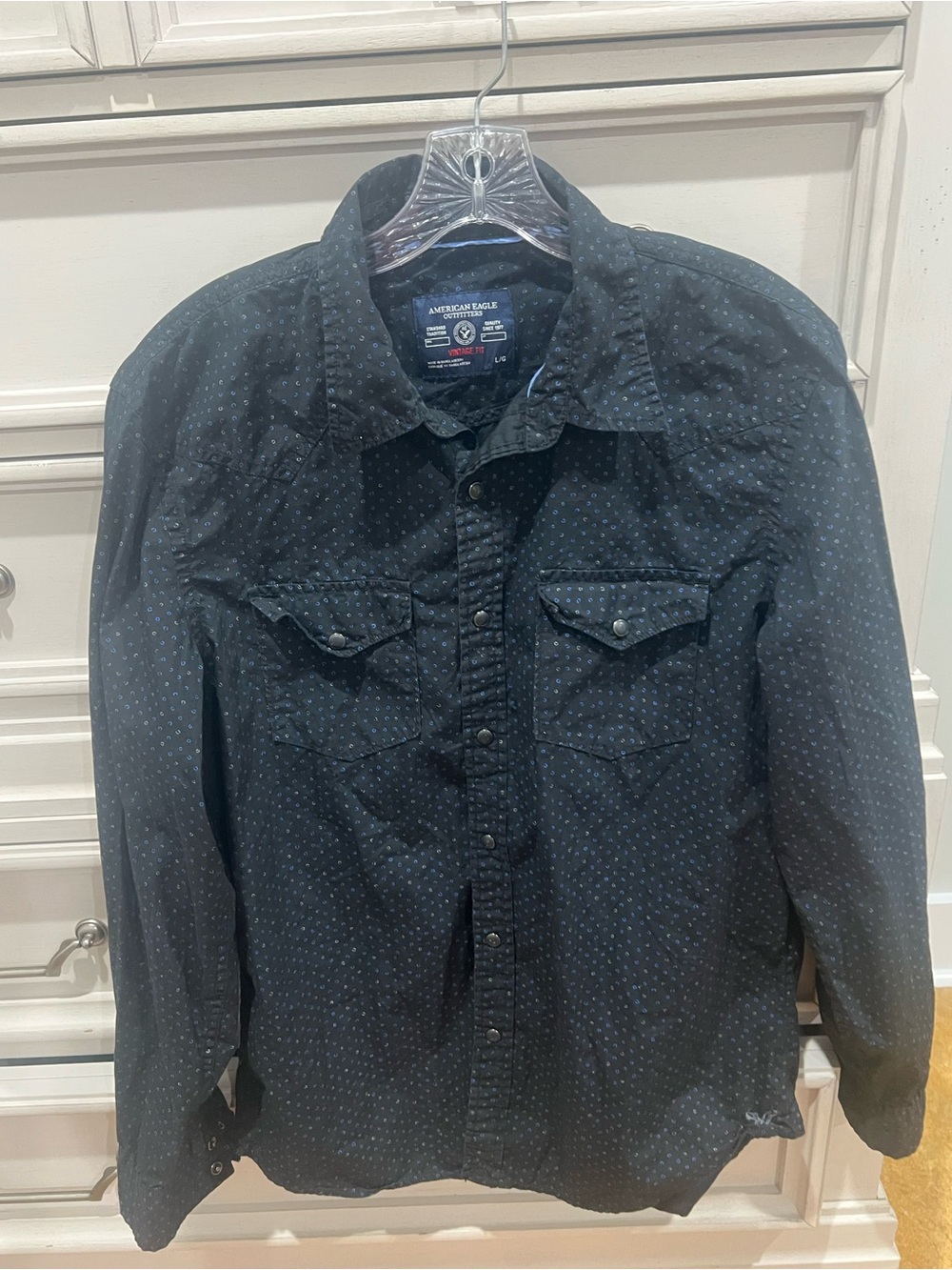 American Eagle Outfitters Men’s Black Dot Western Shirt Jacket